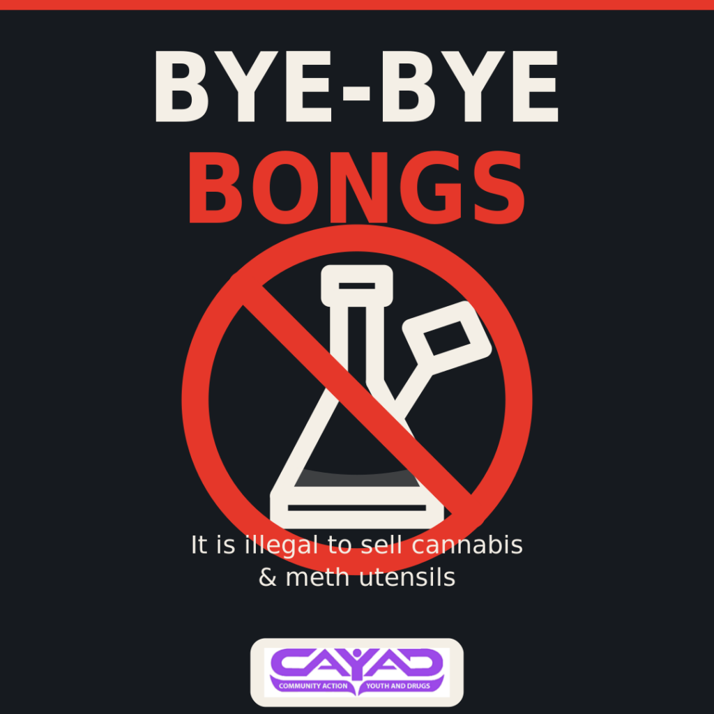 Bye-bye Bongs, No NO NOS: CAYAD launches campaign to keep drug gear off shop shelves